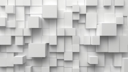 3D Illustration of Random White Cubes