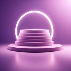 purple and white cylinder pedestal podium display, Empty room background. Abstract modern vector rendering 3d shape for products display presentation. Pastel minimal wall scene, Studio room.