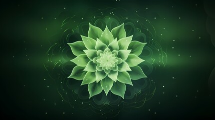 Flor abstrata em tons de verde com aura energética