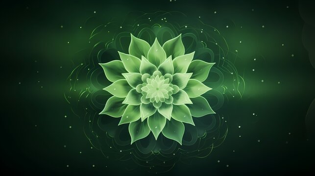 Flor abstrata em tons de verde com aura energ&eacute;tica