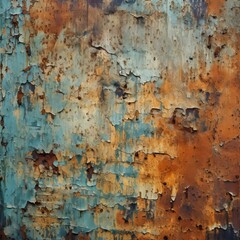 Obraz premium rusty metal texture with blue and orange paint