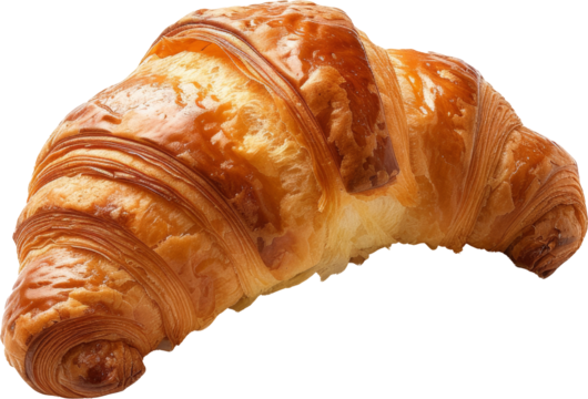 Close Up of a Croissant on a Transparent Background