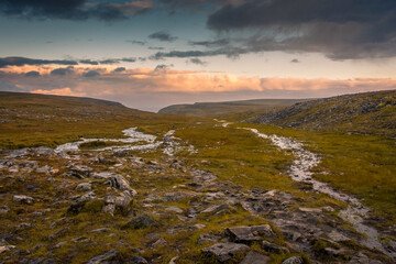 Obraz premium Knivskjellodden, a trail in the tundra towards the true northernmost point of Europe, Norway