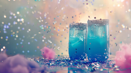 two blue drinks