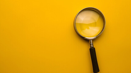 A single antique magnifying glass, placed against a muted colored  background, symbolizes curiosity and discovery