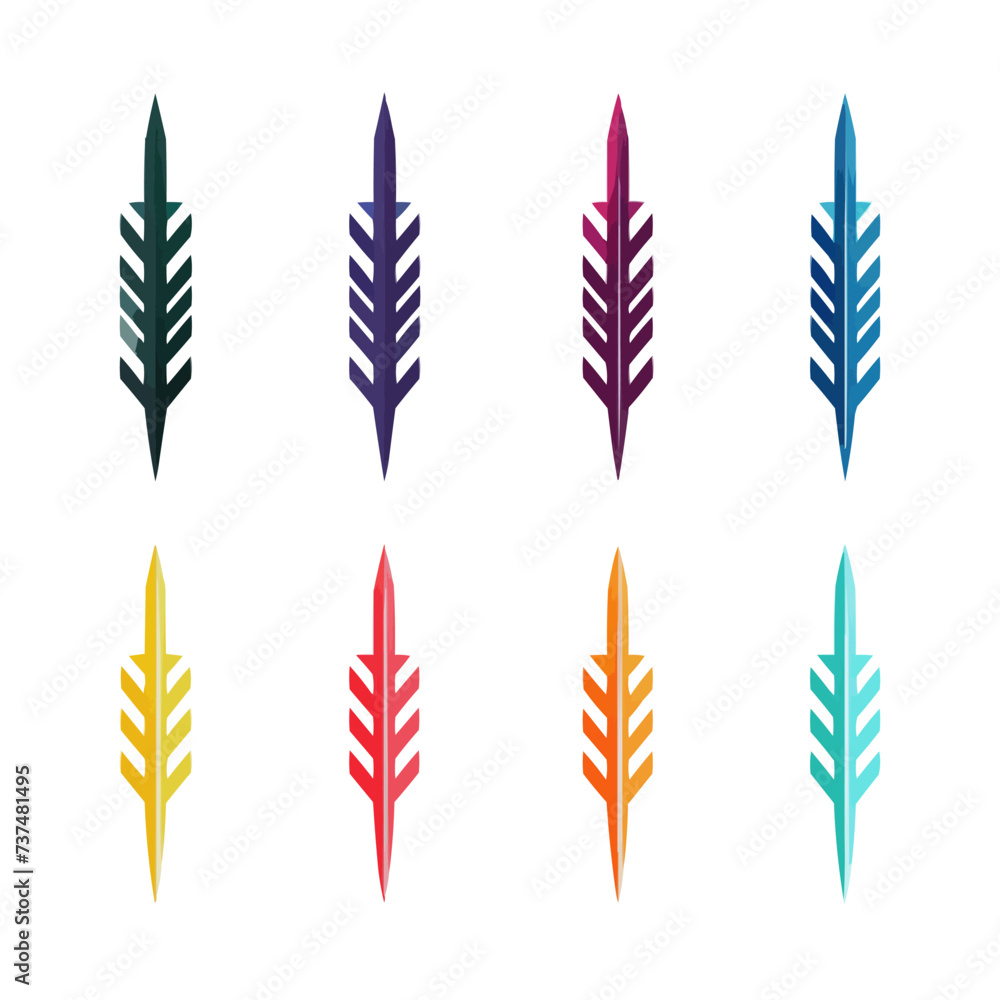 Poster Arrow vector color set icon. Isolated color set icon weapon.Vector illustration arrow on white