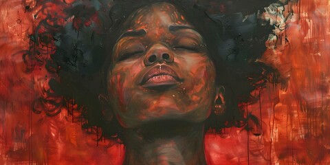 An introspective portrayal of a young black woman navigating mental health struggles. Concept Mental Health Journey, Young Black Woman, Introspective Portrayal, Navigating Struggles