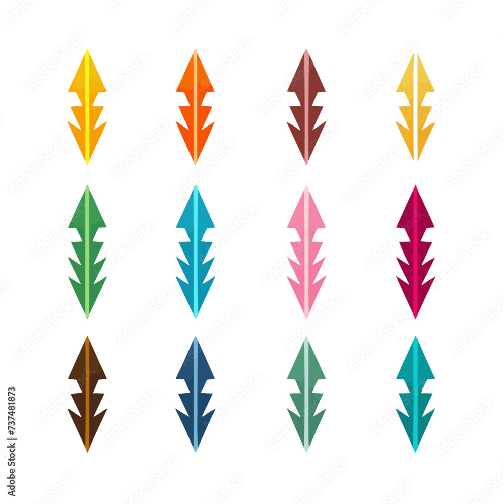 Poster Arrow vector color set icon. Isolated color set icon weapon.Vector illustration arrow on white