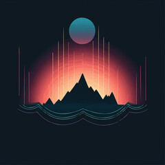 Aurora | Mountain Minimalist and Simple icon flat. Vector illustration