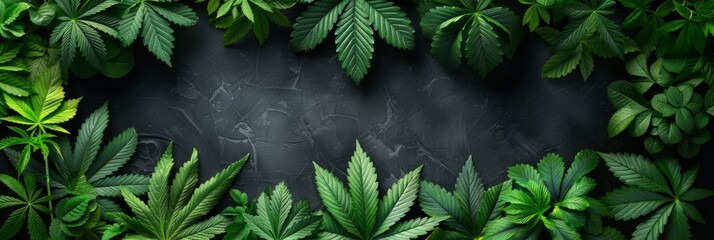 Solitary Marijuana Leaf Frame in Nature Generative AI