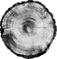 Close Up of Tree Stump on Transparent Background