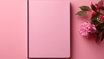 Freshness of summer pink flower blossoms on blank paper generated by AI