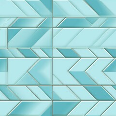Contemporary Metro tile blue aqua banner. Nature subway decor mosaic block. Generate Ai