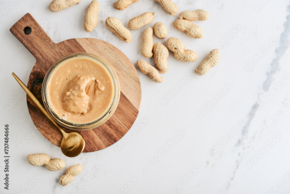 Wall mural creamy and smooth peanut butter in jar - Wall murals