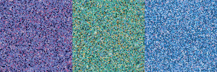  Shining colored glitter texture background set. Vector illustration.