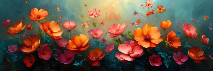 Oil Painted Colorful Flowers: A Generative AI Masterpiece Generative AI