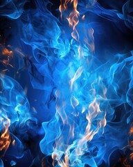 Hot Blue Flames. Perfect Isolated Blue Fire Background for Design Projects and More