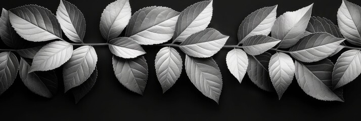 Lush Green Leaf Concept - Monochrome Background Generative AI