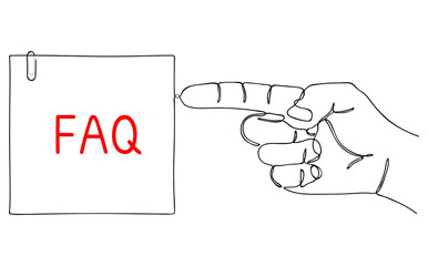 FAQ. Message, Notes on paper. Help for business and entertainment. Modern problems and solutions. Sketch in minimalist style. Editable hand drawn contour. Vector