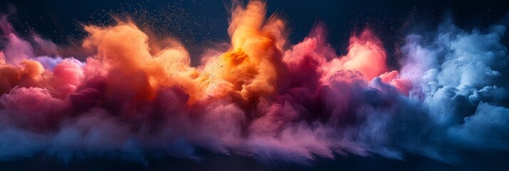 Fototapeta na wymiar Vibrant Colored Powder Explosion on Dark Background Generative AI