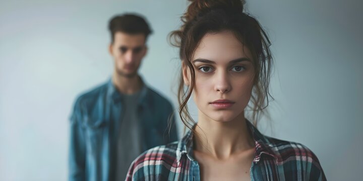 Young woman seeking solace in her boyfriends comforting presence during distress. Concept Relationship Support, Emotional Comfort, Seeking Solace