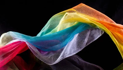Fototapeten abstract shapes of billowing flowing rainbow colors gauze fabric © Joseph