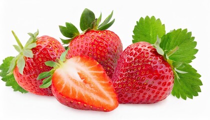 strawberries isolated on white background with clipping path
