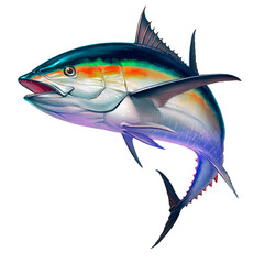 Black fin tuna. Realistic isolated illustration PNG
