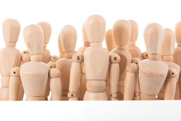 Crowd wooden mannequins