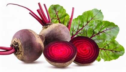 beetroot with leaves isolated