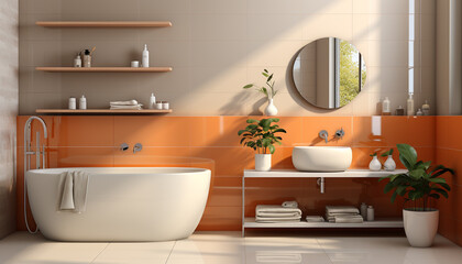 Modern apartment with clean, elegant bathroom comfortable, luxurious, and hygienic generated by AI