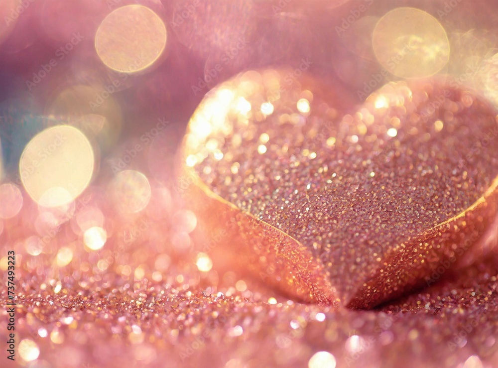 Poster Pink Glitter Heart Background