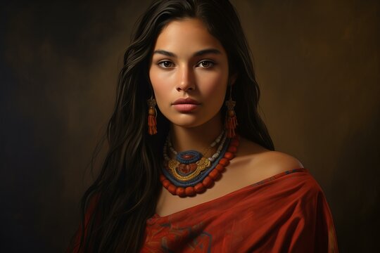 Spiritual Native indian american. Nature tribe. Fictional person. Generate Ai