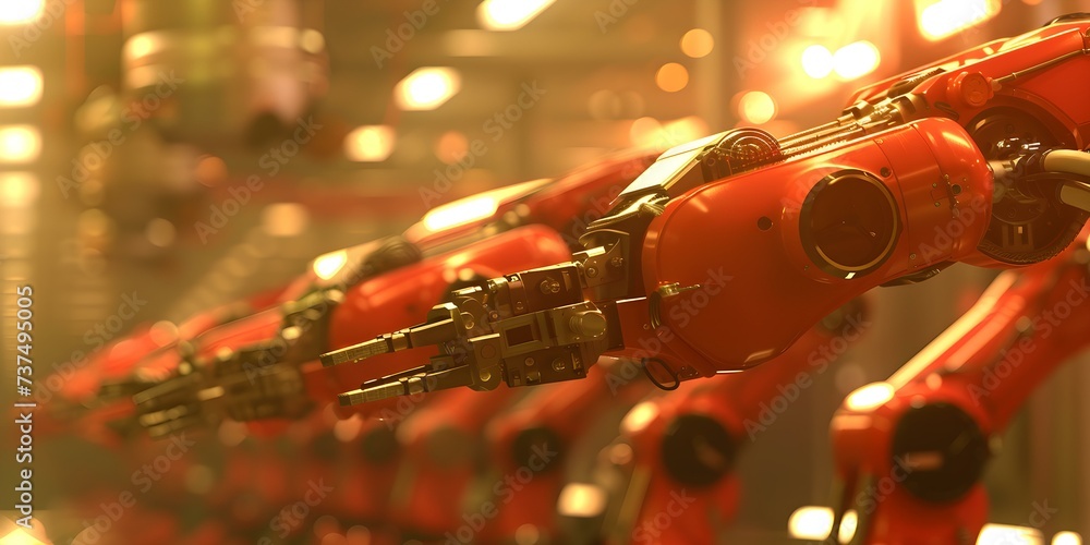 Poster cuttingedge robotic arms optimize production in advanced digital factories. concept smart factory au