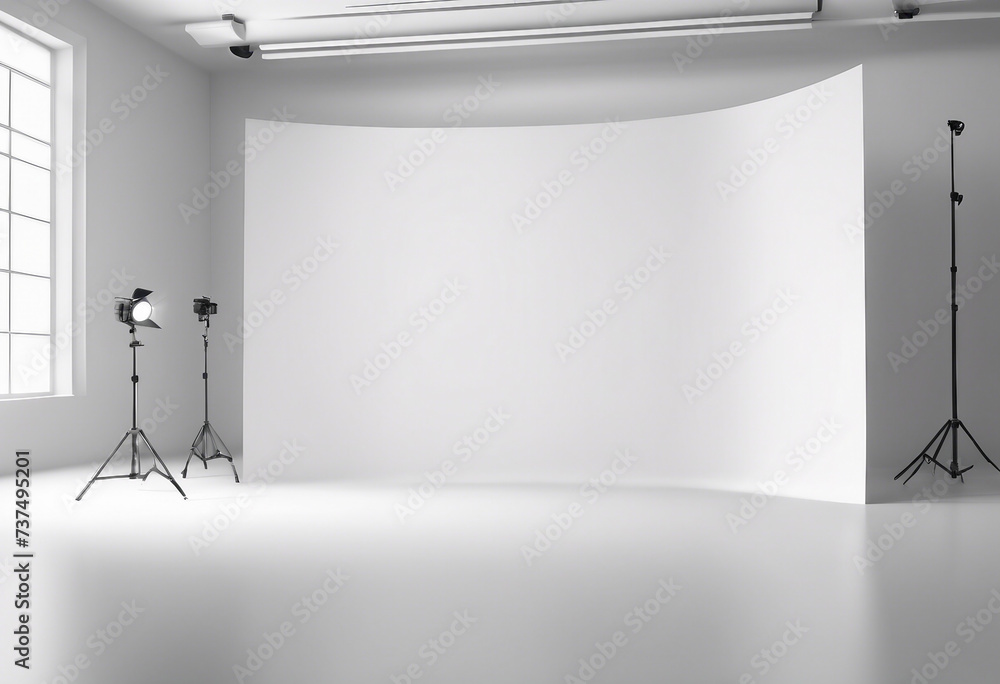 Poster blank white gradient background with product display white backdrop or empty studio with room floor 