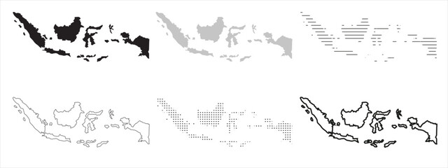 Indonesia Map Black. Indonesia map silhouette isolated on transparent background.