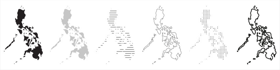 Philippines Map Black. Philippines map silhouette isolated on transparent background.