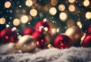Fototapeta na wymiar Blurred Christmas decor background with place for text