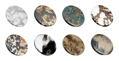 Element Object marble geometry collection isolated background 3d rendering 