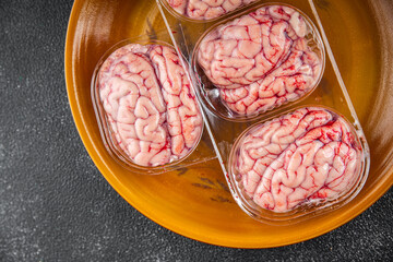 pork brains raw edible offal meat fresh food tasty fresh healthy eating cooking appetizer meal food snack on the table copy space food background