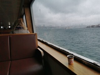 View from the window of the Istanbul steamer that runs between the districts of Istanbul