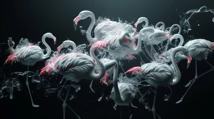 Gardinen flock of origami flamingos © Rafa