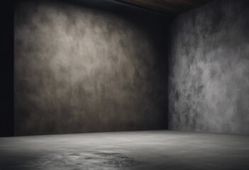 Empty dark abstract cement wall and studio room with interior texture for display product