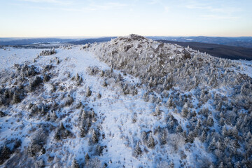 Hiking on the Appalachian Trail at Mount Rogers in the Blue Ridge Mountains of Southwestern Virginia in the Snow in the Winter