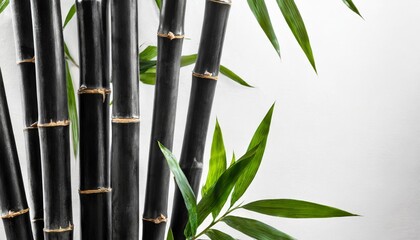Fototapeta na wymiar black bamboo on white background with copy space
