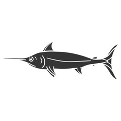 Swordfish Icon Silhouette Illustration. Fish Vector Graphic Pictogram Symbol Clip Art. Doodle Sketch Black Sign.