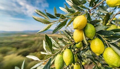 watercolor lemon olive branches ornament seamless border