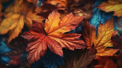 Obraz premium Background of autumn leaves in different colors