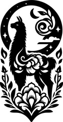 llama silhouette flowers ornament decoration, floral vector design