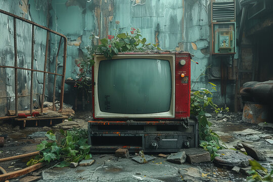 old tv set in abandoned home